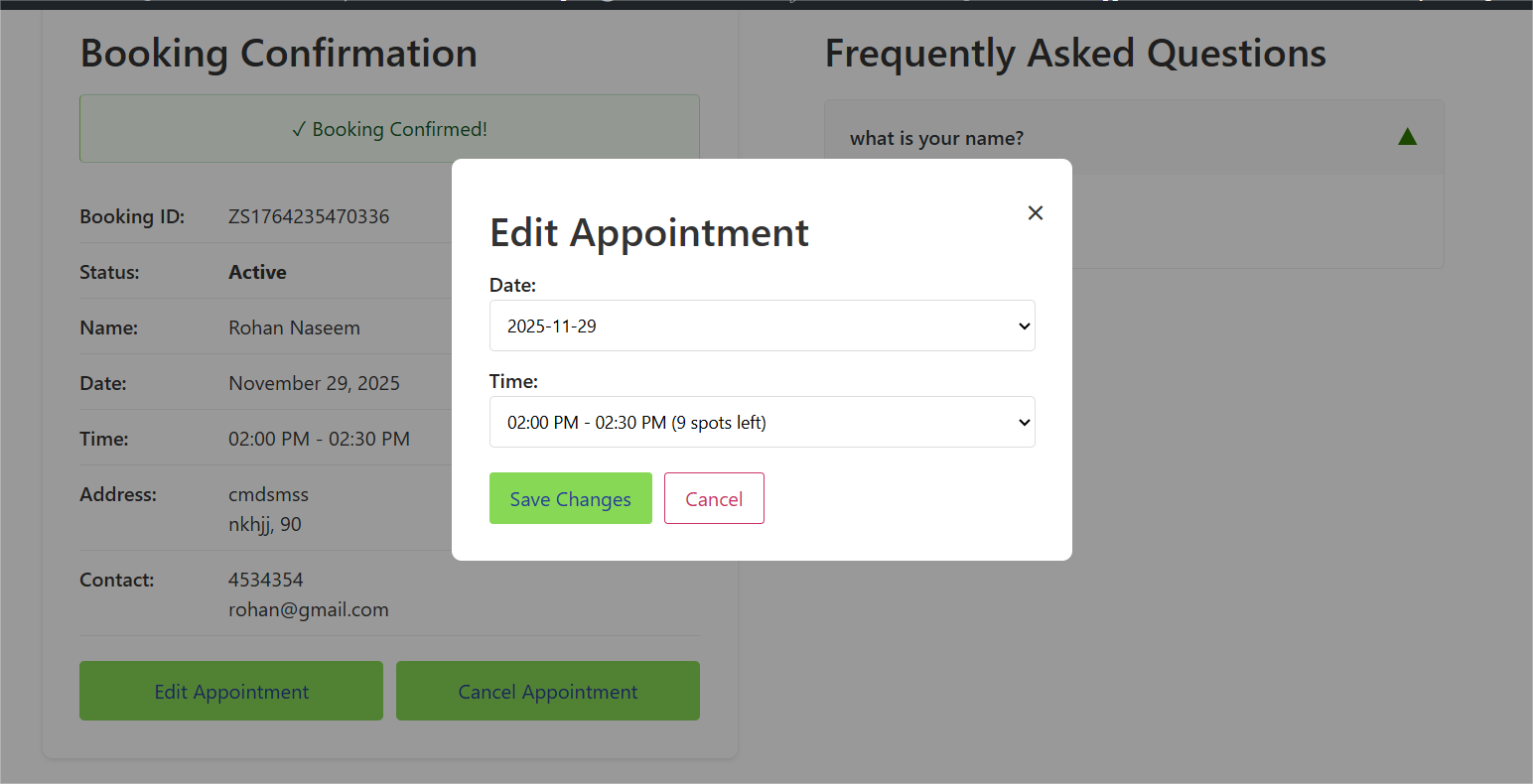 Edit Appointment Popup